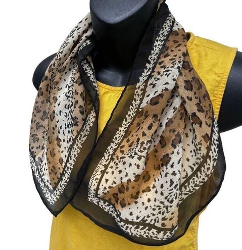 Liz Claiborne VTG 80s  Silk Cheetah Square Scarf Sheer Women’s 20.5”x20.5” Brown