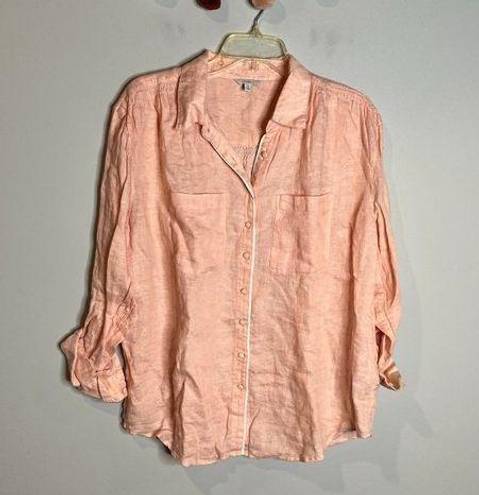 Joie  peach linen button down top