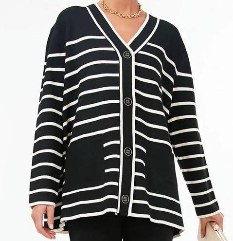 Tuckernuck  Lauren Cardigan in Black and White Stripe small