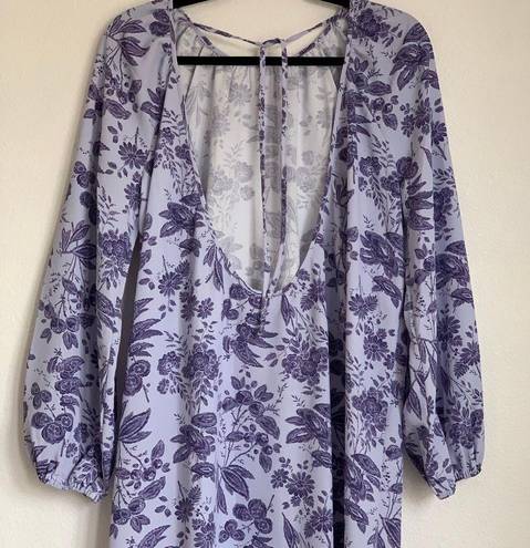 Hill House NWT  Allover Print High Slit Maxi Dress in Purple Floral