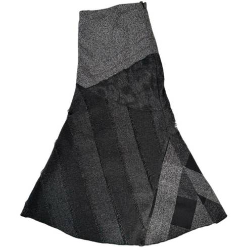 Coldwater Creek Black & Gray Mixed Media Patchwork Skirt Size Petite Large