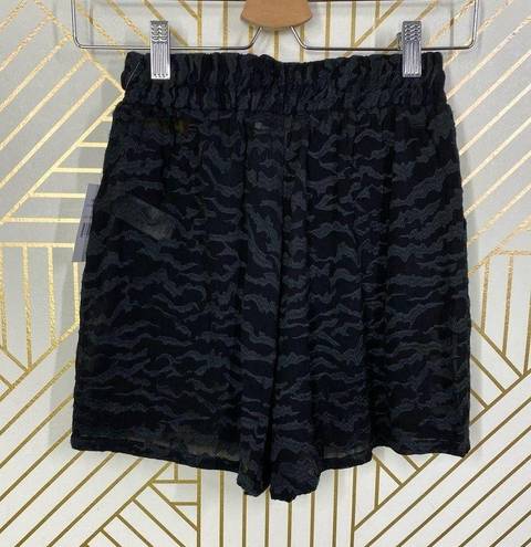 Good American  Sheer Zebra Running Shorts Black