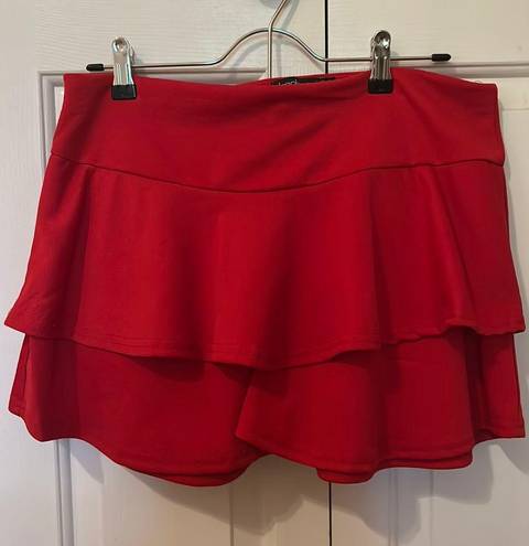 Boohoo Red Ruffles Skirt