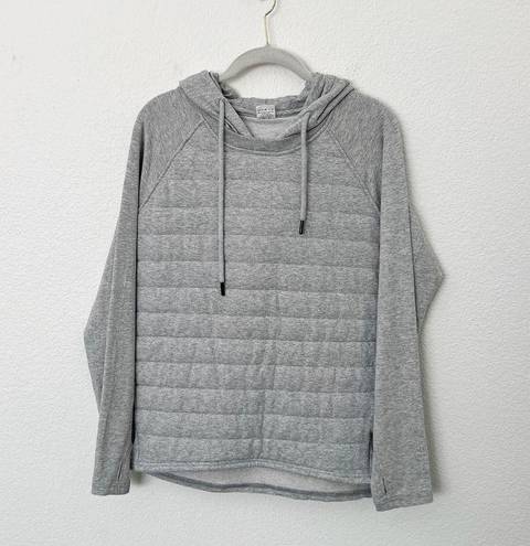 Zyia [ Active] Heather Gray Quilted Combo Pullover Hoodie Sweatshirt Size Large L