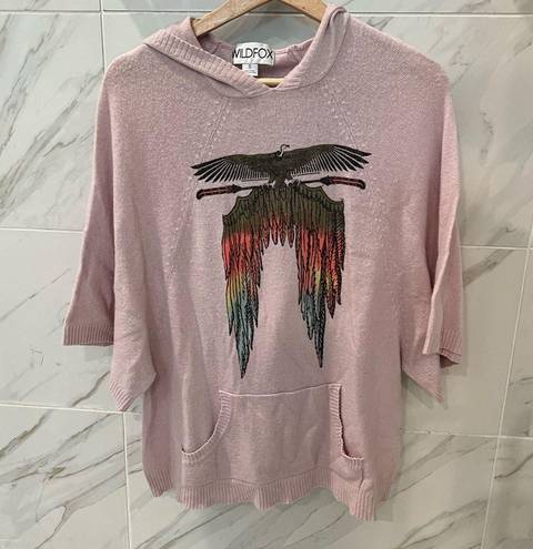 Wildfox  Light Feather Hooded Poncho Sweater