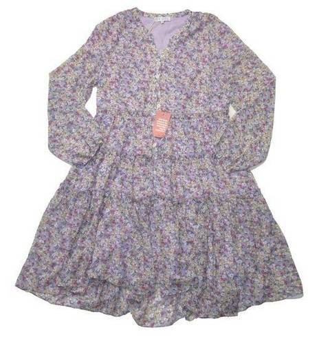 Krass&co NWT Ivy City . Lydia in Purple Floral Flowy Tiered A-line Dress XXL