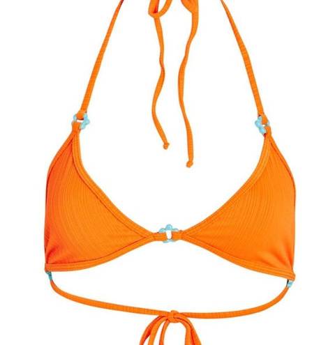 Frankie’s Bikinis FRANKIES BIKINIS Ivy Plissé Triangle Bikini Top In Orange Size L