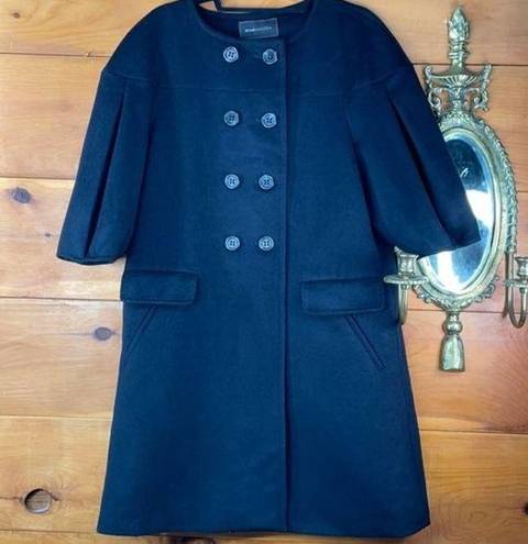 BCBGMAXAZRIA NWOT  Women’s Black Wool Double-Breasted Walker Coat Size Large