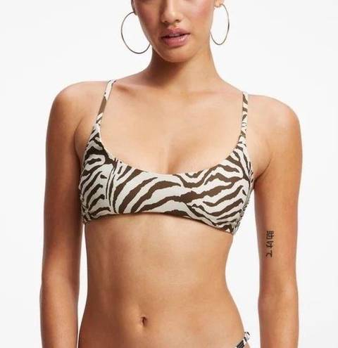 Good American 30.  Women’s Khloe Satin swim top in Zebra001 size 1(Small)