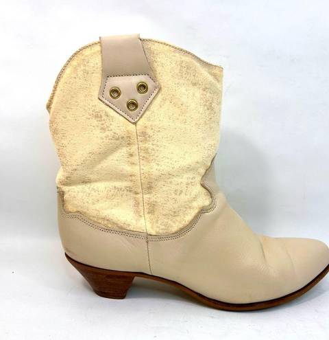 Dingo Vintage 1980’s  Cream Leather Slouchy Western Boots size 9.5 IOB