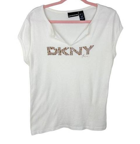 DKNY Y2K  Top Embellished Short Sleeve T-Shirt