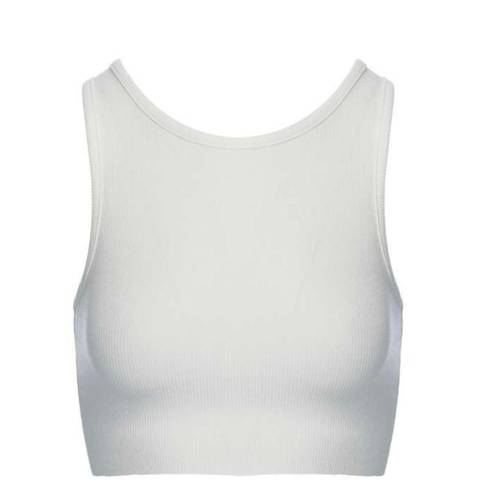 Naked Wardrobe New  Rib crop tank in white Size Large