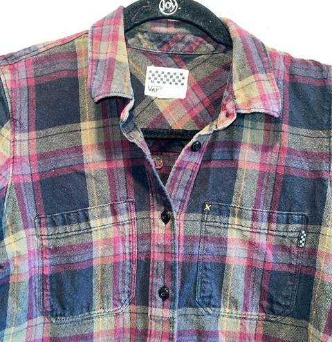 Vans  Shirt Womens XS Meridian Flannel Shirt Purple Black Plaid Button Front