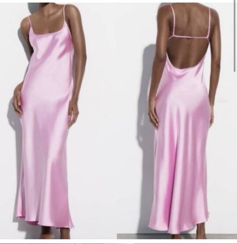 ZARA Satin Effect Midi Slip Dress