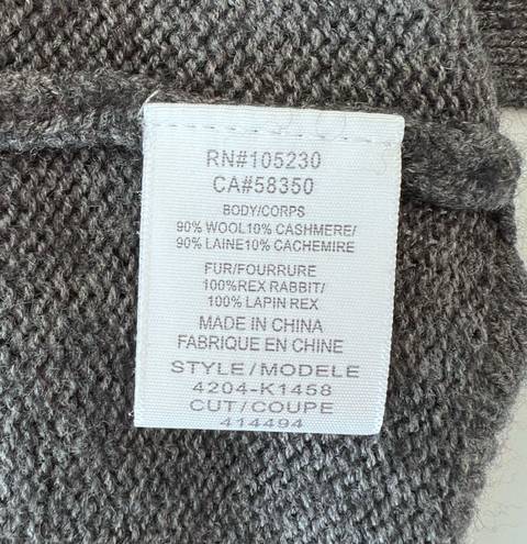 Joie sweater size Small gray cardigan rabbit fur removable