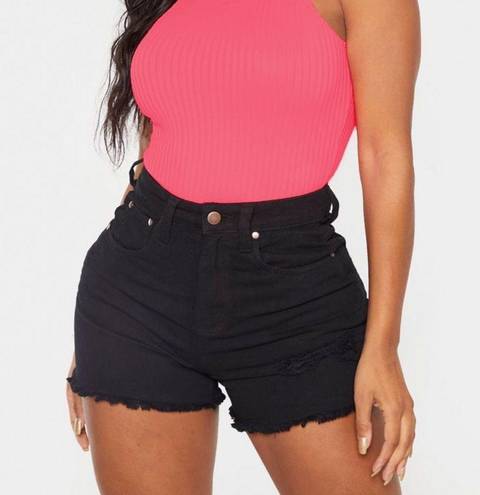 Pretty Little Thing High Waist Black Denim Short