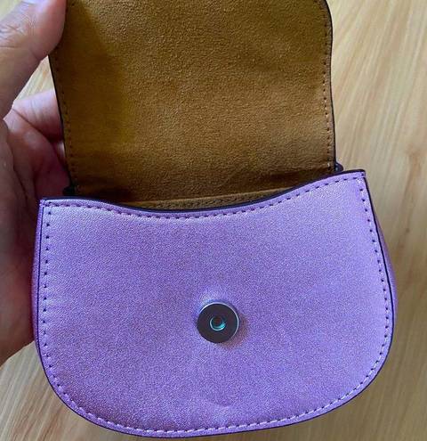 Coach  Silver/Metallic Lilac Morgan Card Case On A Chain #CP245