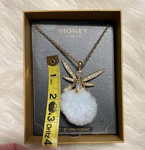 Monet  Fairy Pendant Necklace Gold Tone 32-34” chain in Box