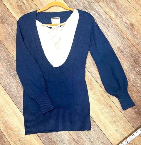 Energie EUC  Y2K navy blue low cut U-neck sweater❗️medium🪷