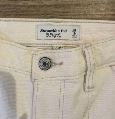 Abercrombie & Fitch 90s Straight Ultra High Rise White Cargo Pants