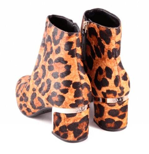 DKNY  Cow Fur Leopard Print Corrie Ankle Boot