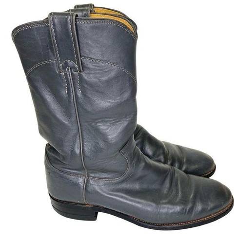 Justin Boots Justin Cowboy Boots Gray Vintage Roper Size 6 Western Round Toe 90s Rodeo Boot