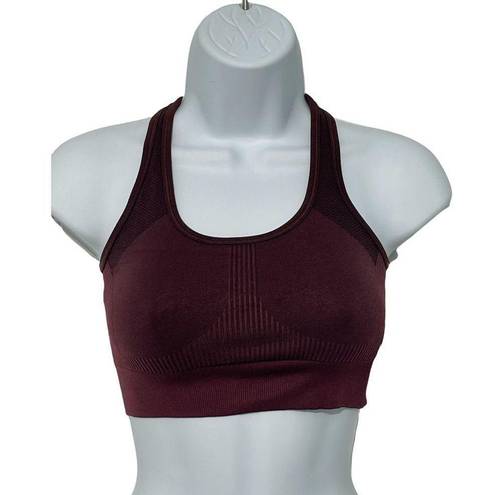 Good American  Women's Knockout Seamless Scoop Sports Bra Bordeaux Red 00 XXS