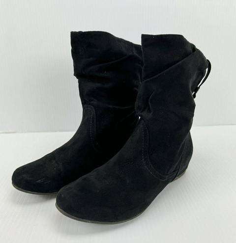 X-Appeal  Size 8 Womens Carney Wedge Boot Black Faux Suede