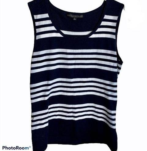 Preston & York  Navy Blue & White Striped Tank