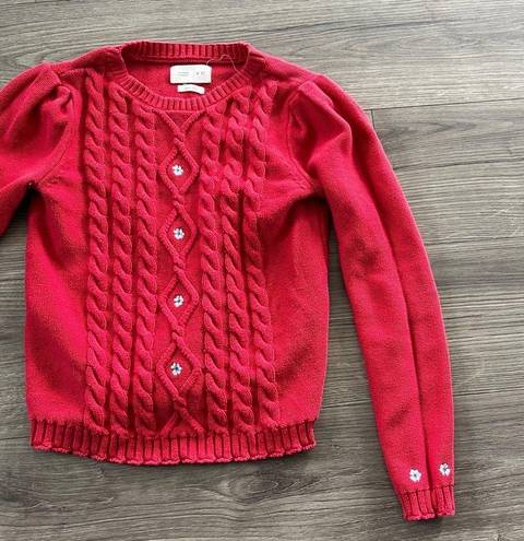 Daisy Springfield Reconsider Red Knit Sweater  Embroidered Crew Neck Size Medium