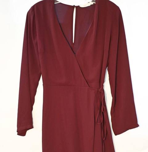 Lush Clothing Lush Elly Wrap Dress Size S Burgundy Berry Wine