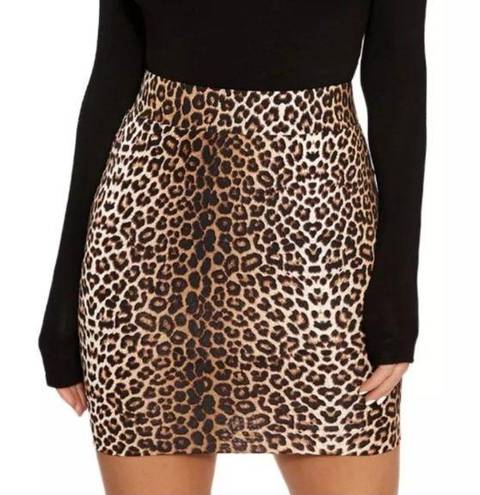 Naked Wardrobe  Leopard Animal Print High Waisted Stretch Bodycon Skirt Mobwife S