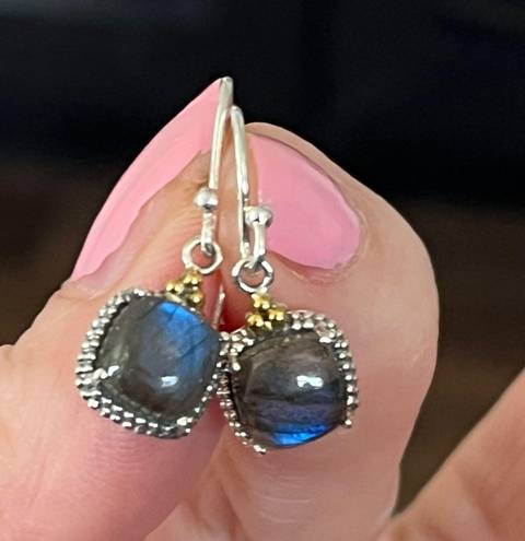 Free People 925 Solid Sterling Silver Stamped Genuine Labradorite Earrings