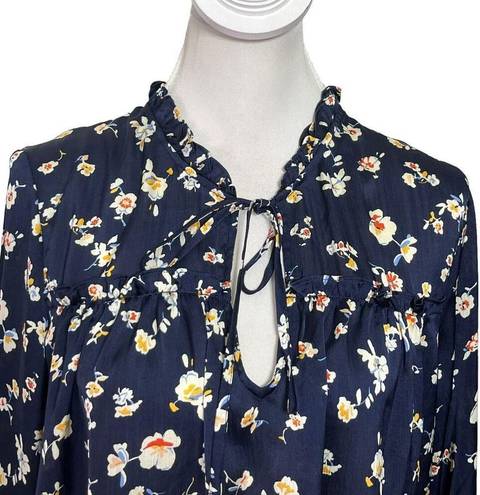 Tuckernuck  Lovestitch Ditsy Floral Tie Top Peasant Blouse Midnight Size L New