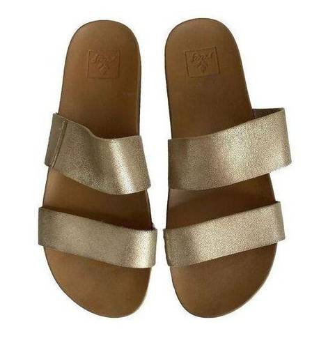 REEF  Womens Cushion Vista Gold Lightweight Slide Sandals Size 9 Slip On Comfort