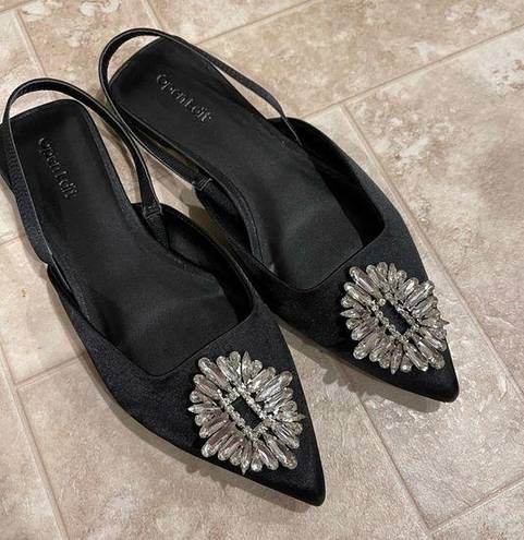 Open Edit Kendall Ornament Pointed Toe Slingback Flat NWT