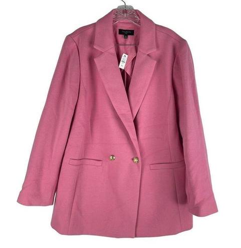 Talbots  Double Knit Long Blazer Jacket Double Breasted Pink Size 14W