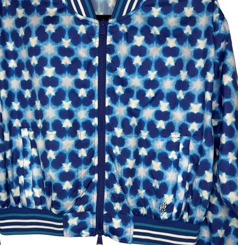 Free People Movement  Top Seed Printed Tennis Jacket Blue Combo Medium