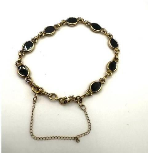 Onyx 12k gold filled  black  link bracelet