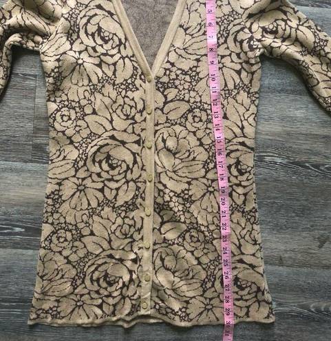 Isaac Mizrahi  Live! Cream Floral Cardigan XXS