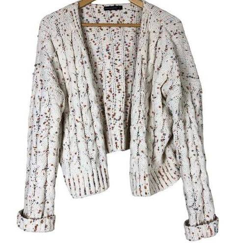 The Moon  & Madison Womens Cardigan Sweater Sz Large Chunky Confetti Cable Knit Open