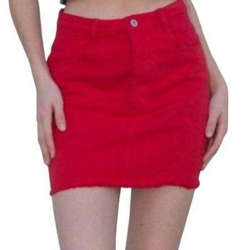 Brandy Melville  John Galt Small Red Denim Jean Mini Skirt Coquette Americana