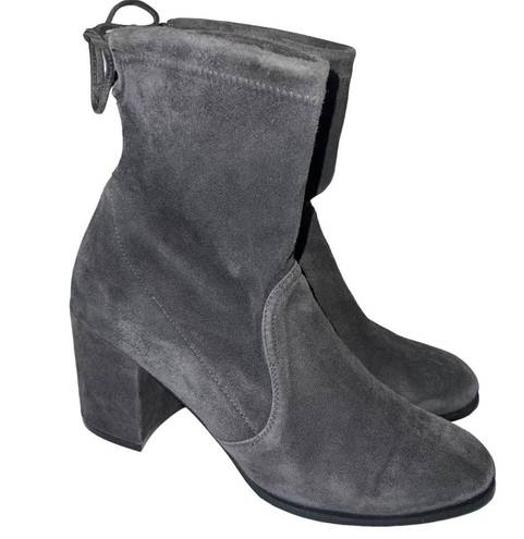 Stuart Weitzman Gray Shorty Suede Ankle Block Heel Booties