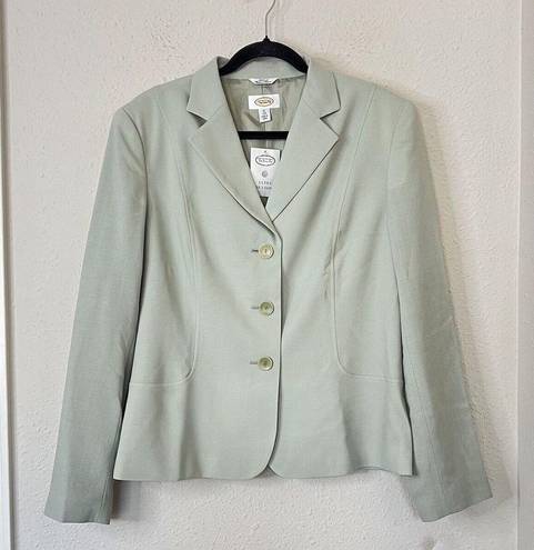 Talbots  Vintage 100% Wool Button Front Blazer Lightweight NEW Green Size 16 Long