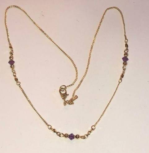 Monet Vintage Signed  Gold & Purple Amethyst Beaded Chain Necklace