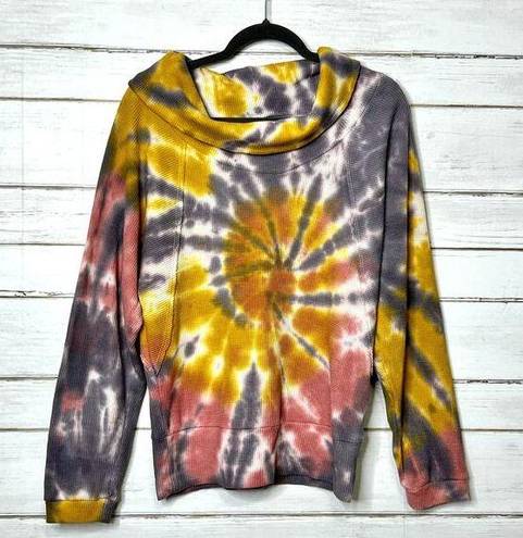 Pilcro  Anthropologie Angie Thermal Cowl Neck Pullover Tie Dye Size Medium
