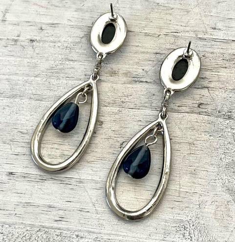 Charter Club  NWT silver  tone and blue rhinestone drop earrings