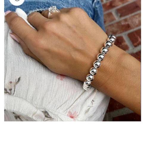 Free People Sterling Silver 925 /10 MM Beaded Bracelet/New Without Tags