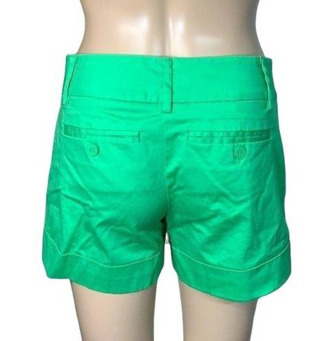 New York & Co. Womens Dress Shorts Cuffed Bright Green Summer Lightweight Sz 0