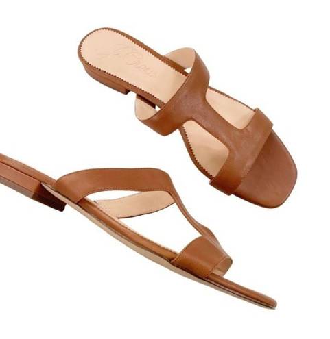 J.Crew  Leather Hazel Cutout Flat Sandals Rich Oak Size 8